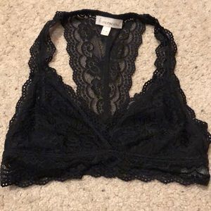 Francesca’s black lace racer back bralette